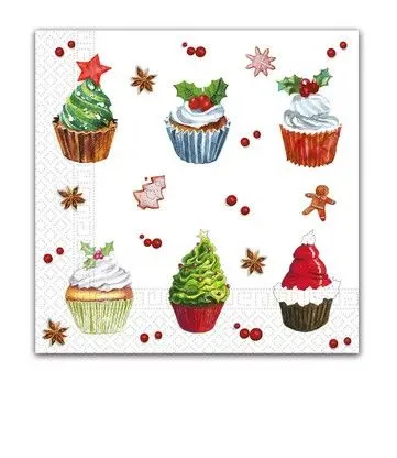 Karácsonyi Christmas Cupcakes szalvéta 20 db-os 33x33 cm Szuper akció