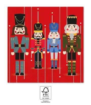 Karácsonyi Wooden Nutcracker szalvéta 20 db-os 33x33 cm Alacsony ár