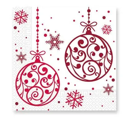 Kiárusítás Karácsonyi Xmas Red Balls szalvéta 20 db-os 33x33 cm