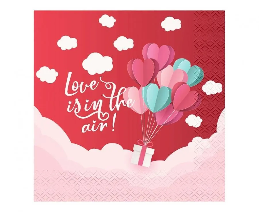 Szerelem Love Is In The Air Red szalvéta 20 db-os 33x33 cm Expressz kézbesítés