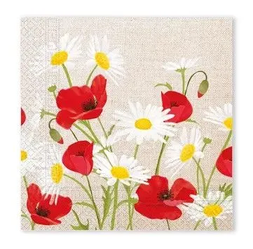 Gyors szállítás Virág Daisies Poppies szalvéta 20 db-os, 33x33 cm FSC