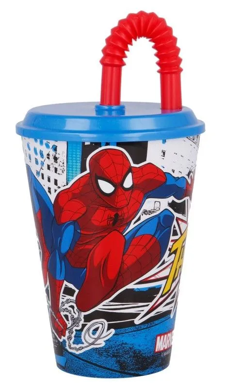 Alacsony ár Pókember Web-Jump szívószálas pohár, műanyag 430 ml