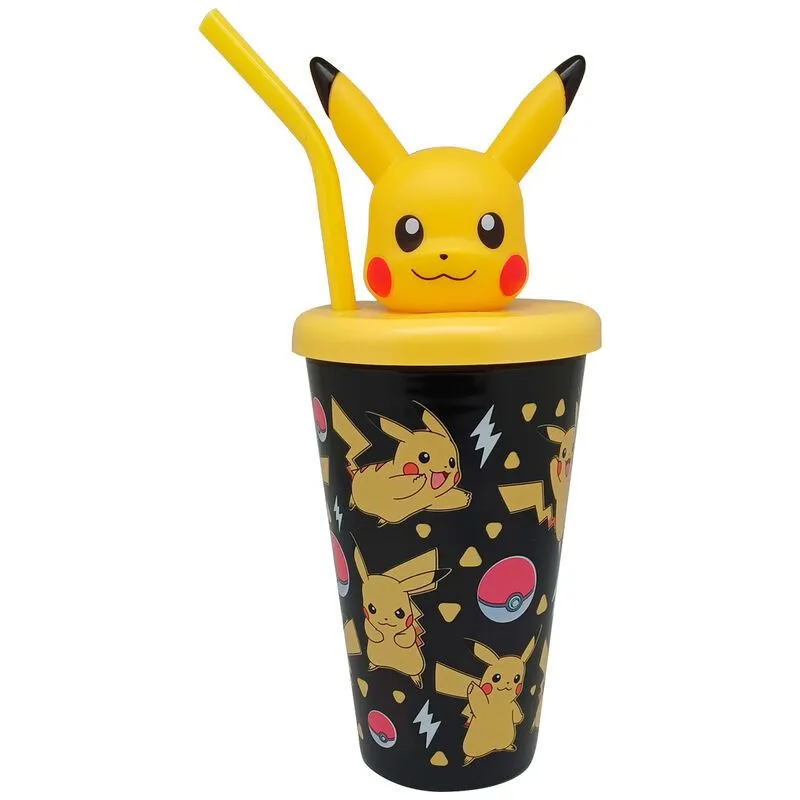 Kiárusítás Pokémon Pikachu műanyag 3D szívószálas pohár 443 ml