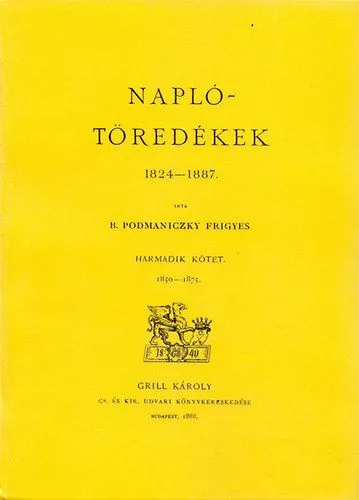 Exkluzív ajánlat Naplótöredékek 1824-1887. - III. kötet 1850-1875