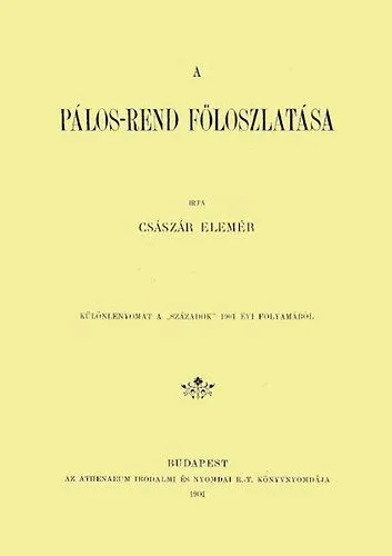 Prémium A Pálos-rend föloszlatása