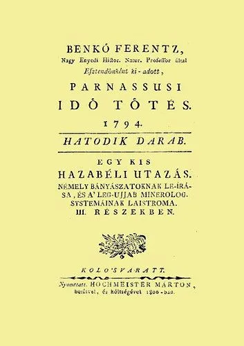 Legkelendőbb Esztendőnként ki-adott parnassusi időtöltés 1794
