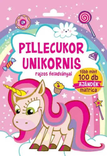 Pillecukor unikornis - rajzos feladványai - Több mint 100 db ajándék matrica Kedvezményes ár