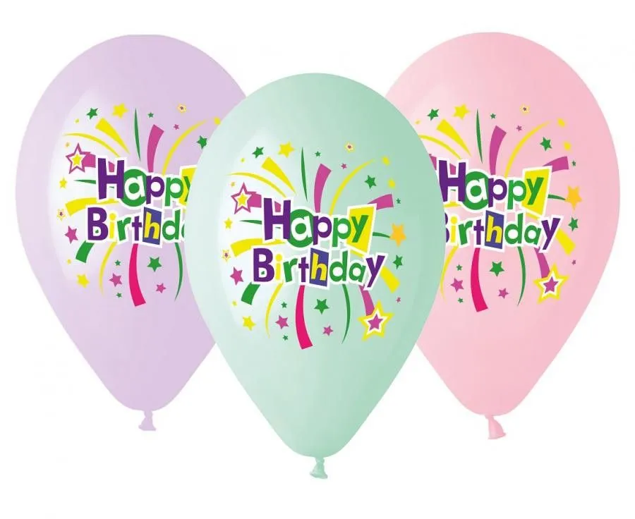 Happy Birthday Serpentine léggömb, lufi 5 db-os 13 inch (33cm) Legnépszerűbb