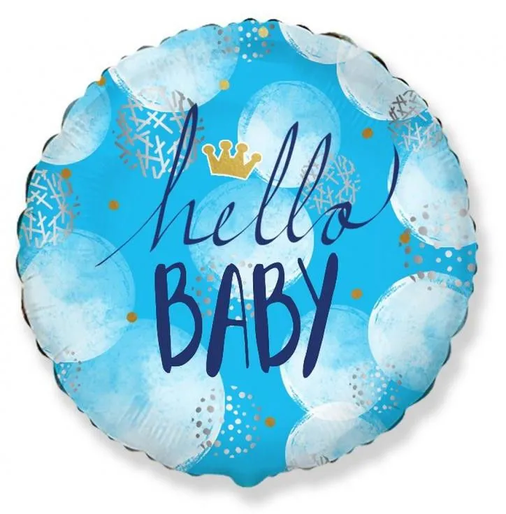 Hello Baby Boy fólia lufi 48 cm Azonnali szállítás