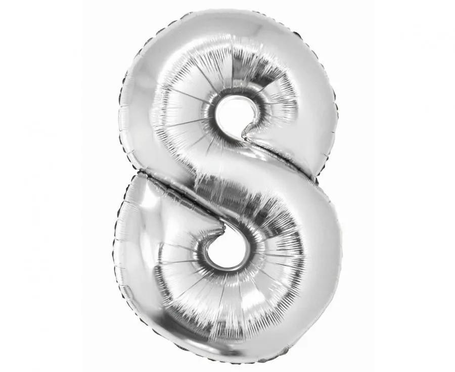 Gyors szállítás Ezüst 8-as Silver szám fólia lufi 76 cm