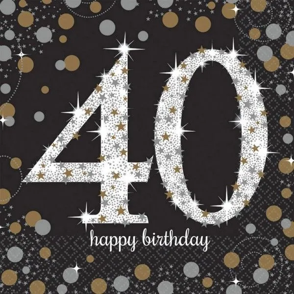 Gyors kiszállítás Happy Birthday 40 Gold szalvéta 16 db-os 33x33 cm