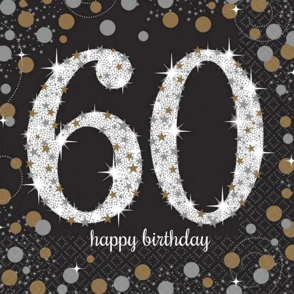 Happy Birthday 60 Gold szalvéta 16 db-os 33x33 cm Legkelendőbb