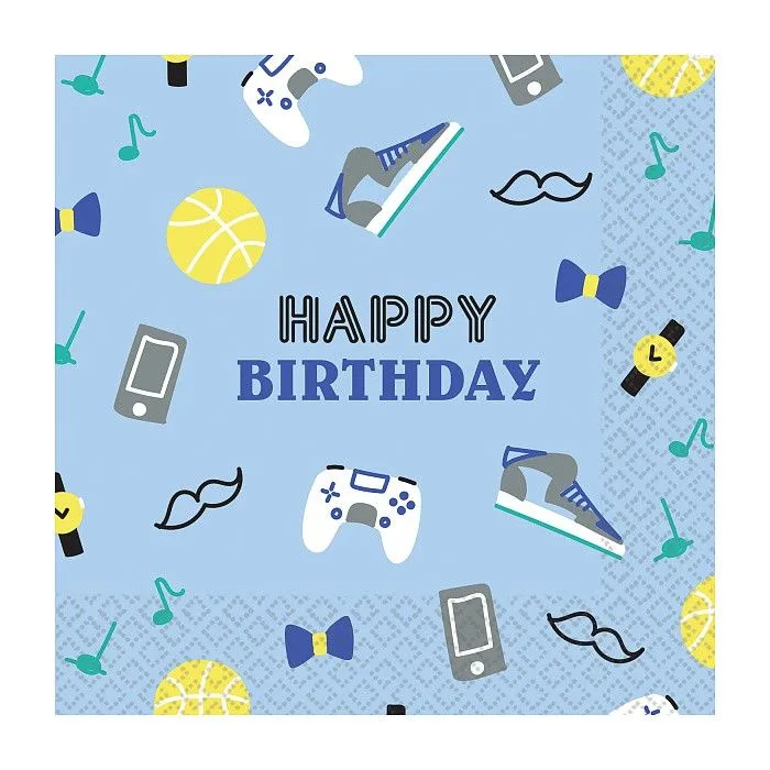 Happy Birthday Blue szalvéta 16 db-os 33x33 cm Akciós ár