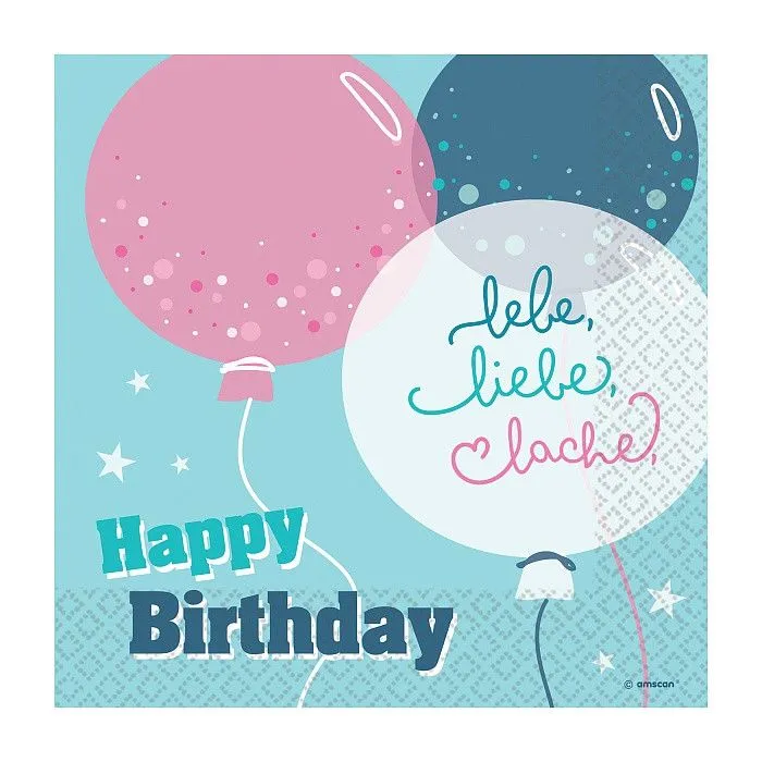 Akciós ár Happy Birthday Lebe, Liebe, Lache szalvéta 16 db-os 33x33 cm