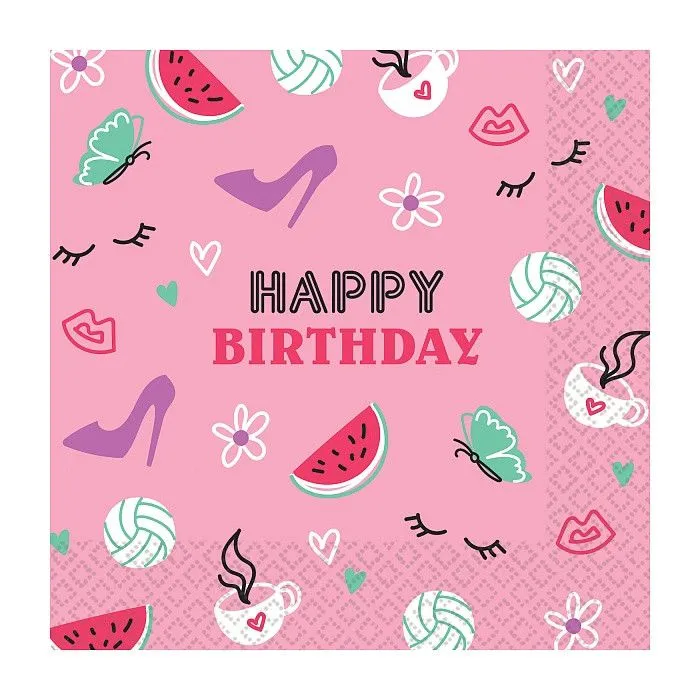 Kedvezmény Happy Birthday Pink szalvéta 16 db-os 33x33 cm