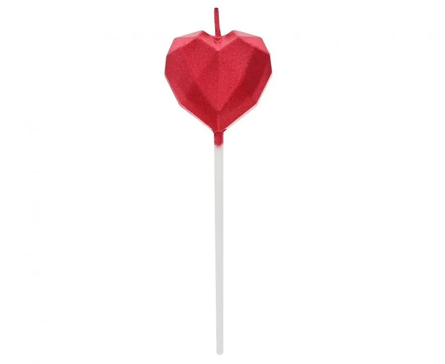 Diamond Heart Red, Szív tortagyertya, gyertya Biztonságos vásárlás