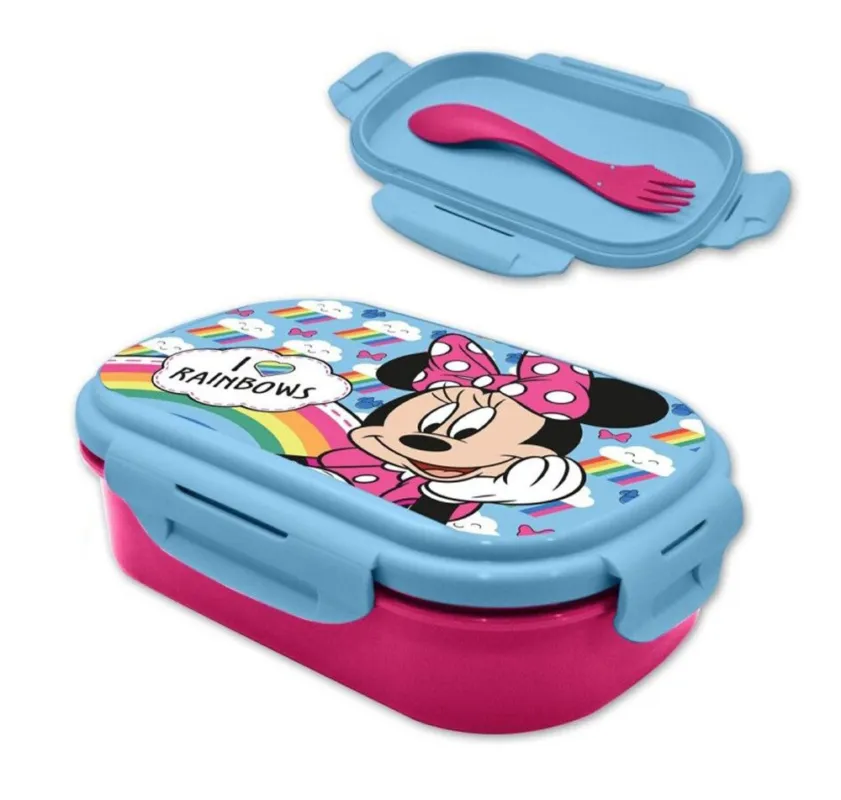 Disney Minnie Rainbows szendvicsdoboz + evőeszköz szett Különleges ajánlat