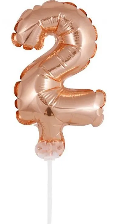 Rose Gold 2-es szám fólia lufi tortára 13 cm Olcsó