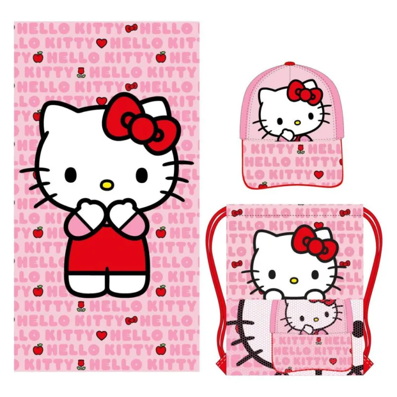 Hello Kitty törölköző, tornazsák, baseball sapka szett Gyors kiszállítás