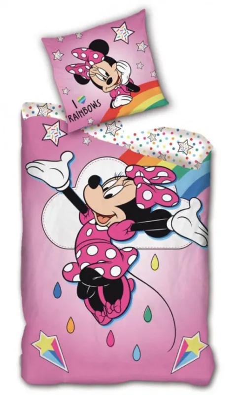 Ajánlat Disney Minnie Rainbows ágyneműhuzat 140×200cm, 63×63 cm microfibre