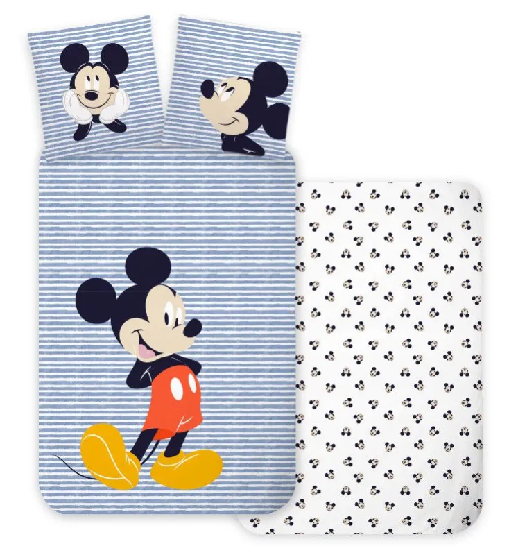 Árengedmény Disney Mickey Strip gyerek ágyneműhuzat 100×140 cm, 40×45 cm