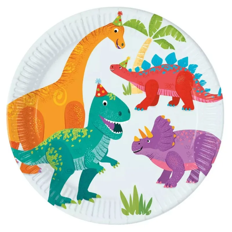 Outlet Dinoszaurusz Party papírtányér 8 db-os 23 cm FSC