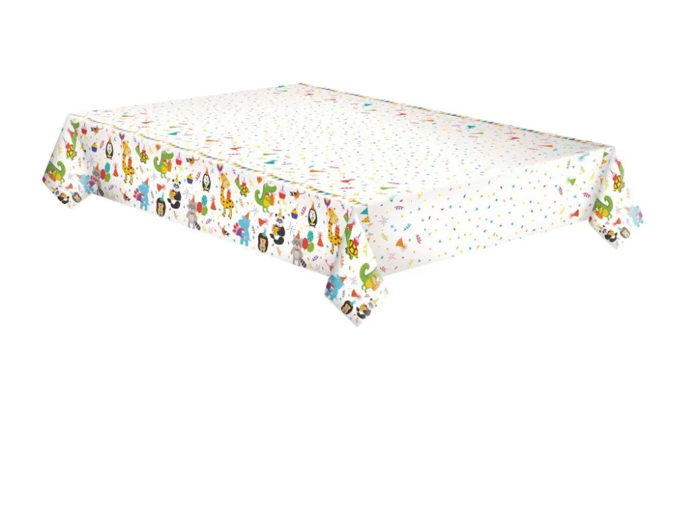 Állatos Cute Party papír asztalterítő 120x180 cm Prémium