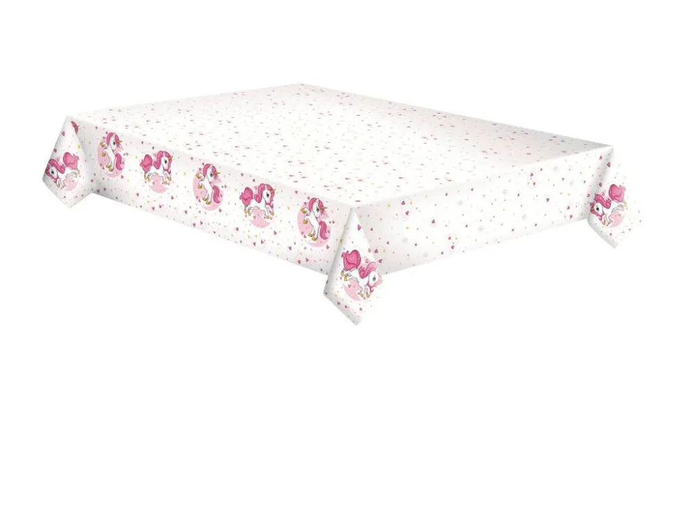 Unikornis Pink Heart papír asztalterítő 120x180 cm Csak ma