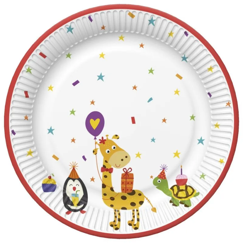 Állatos Cute Party papírtányér 8 db-os 22,7 cm Akció