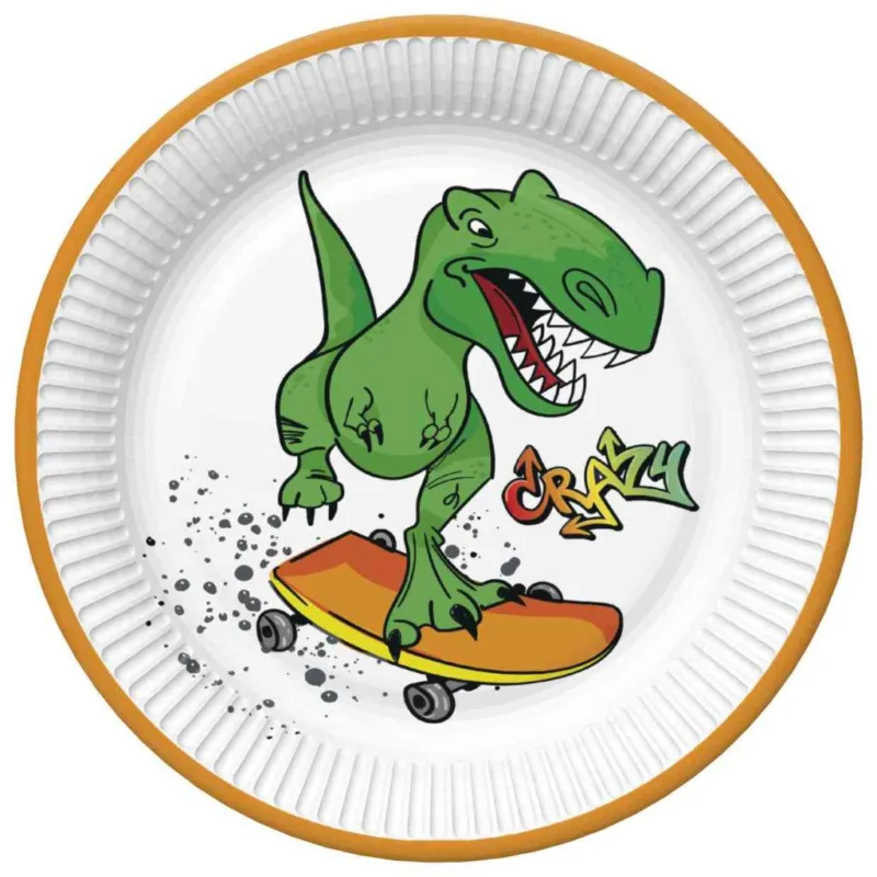 Olcsó Dinoszaurusz Crazy papírtányér 8 db-os 18 cm