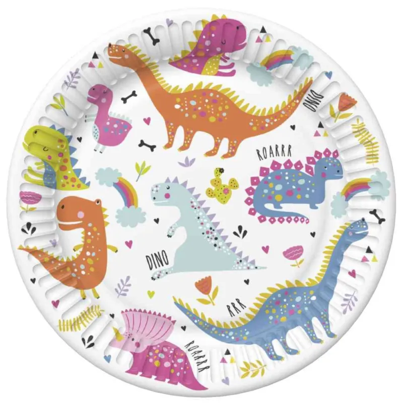 Dinoszaurusz Funny papírtányér 8 db-os 18 cm Kedvezményes ár