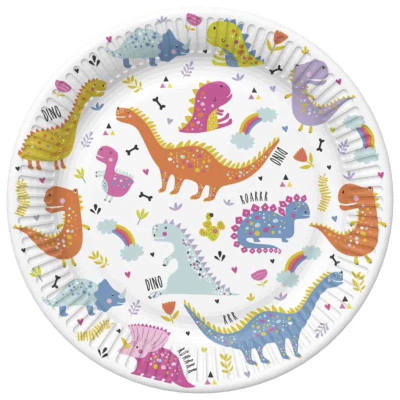 Dinoszaurusz Funny papírtányér 8 db-os 22,7 cm Legnépszerűbb