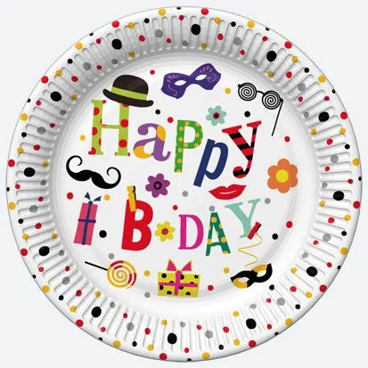Népszerű Happy Birthday Funny papírtányér 8 db-os 22,7 cm