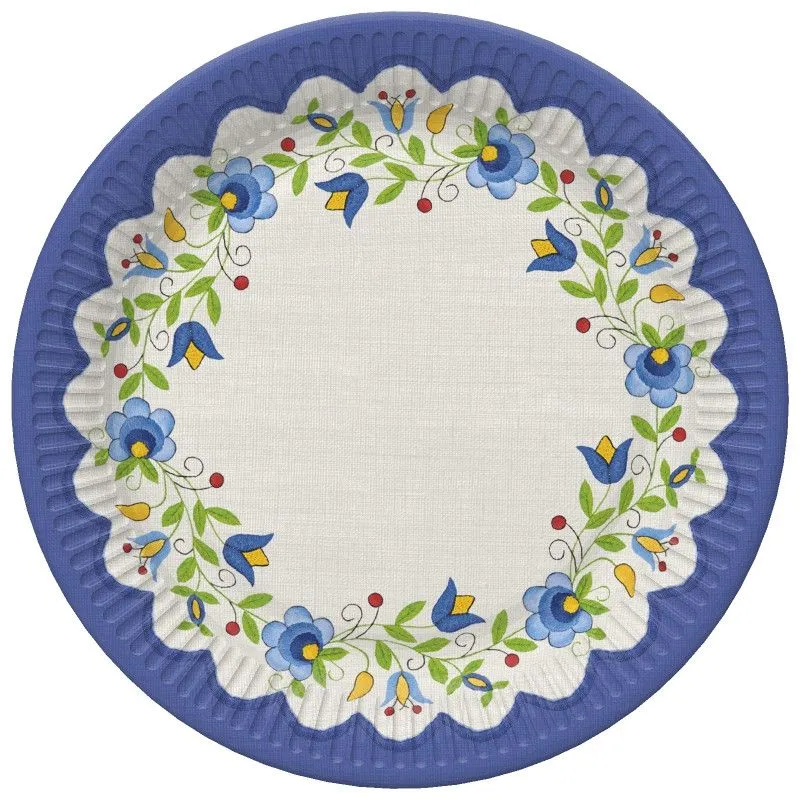 Népszerű Hímzés Folk papírtányér 8 db-os 22,7 cm