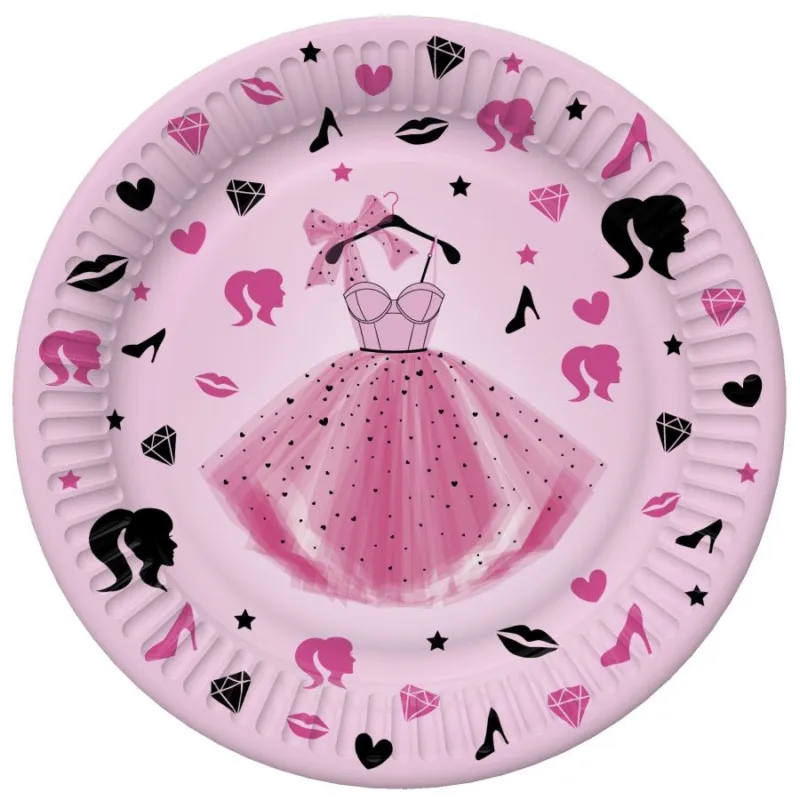 Lányos Party Dress papírtányér 8 db-os 18 cm Prémium