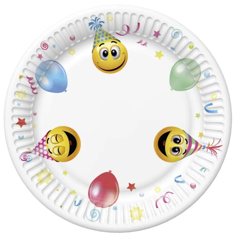 Akció Smiley Icons&Balloons papírtányér 8 db-os 22,7 cm