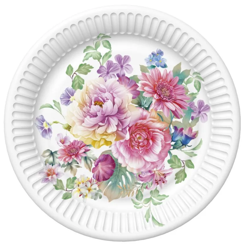 Népszerű Virág Arrangement papírtányér 8 db-os 22,7 cm