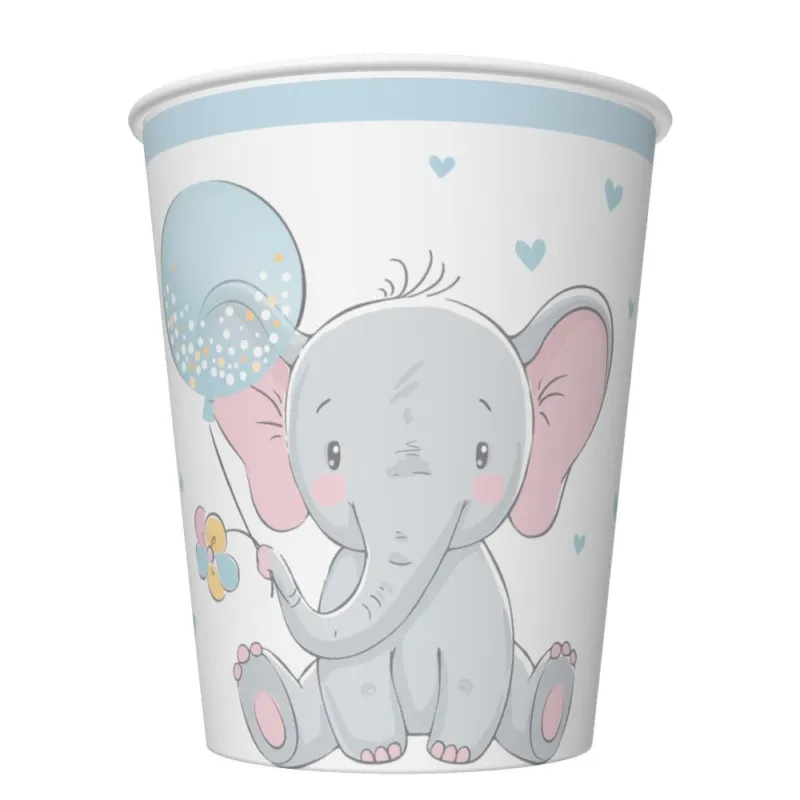 Baby elefánt Blue Balloon papír pohár 8 db-os 250 ml Alacsony ár