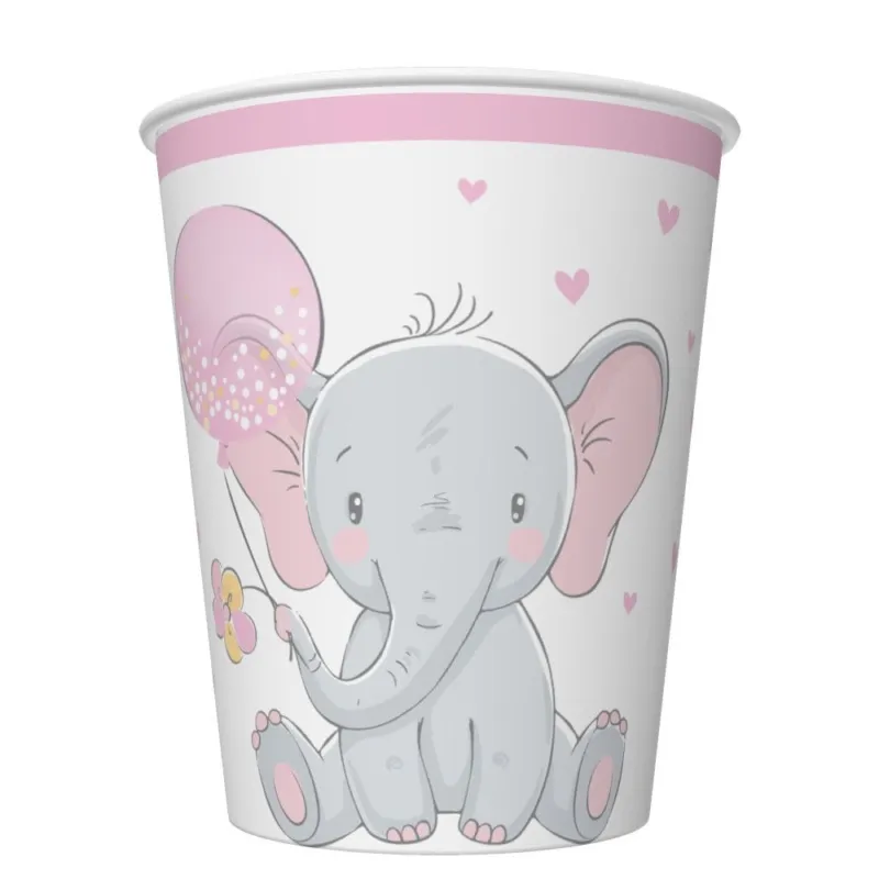 Baby elefánt Pink Balloon papír pohár 8 db-os 250 ml Szuper akció