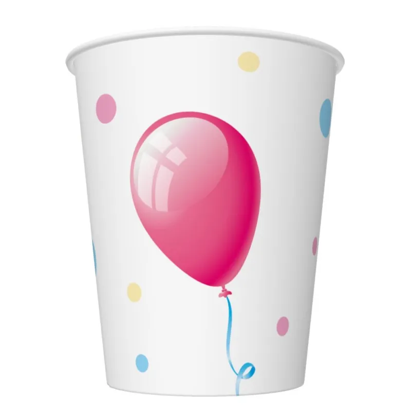 Happy Birthday Cake with Balloons papír pohár 8 db-os 250 ml Vásárlói kedvenc
