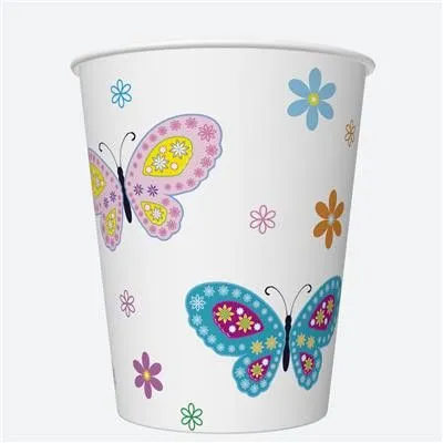 Pillangó With Flowers papír pohár 8 db-os 250 ml Újdonság