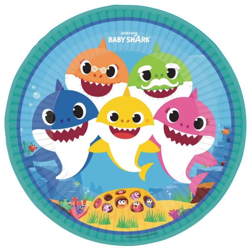 Legkelendőbb Baby Shark Music papírtányér 8 db-os 23 cm
