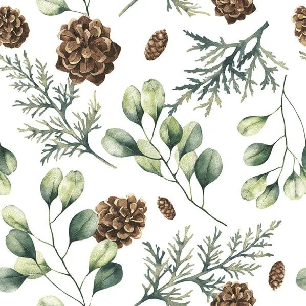 Szezonális akció Virág Eucalyptus with Cones szalvéta 20 db-os 33x33 cm