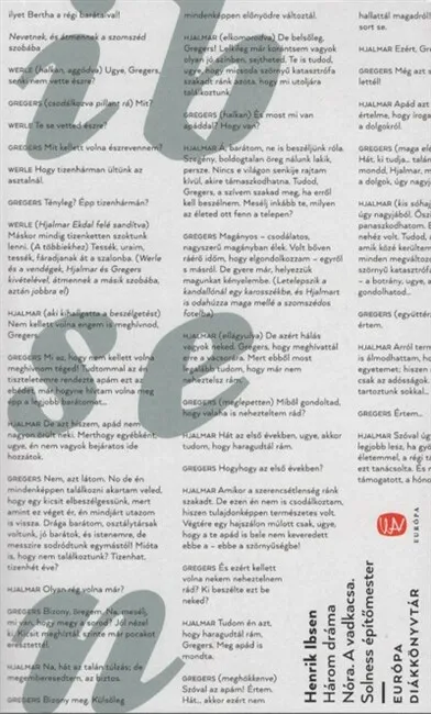 Különleges ajánlat Három dráma - Nóra - A vadkacsa - Solness építőmester - Európa Diákkönyvtár